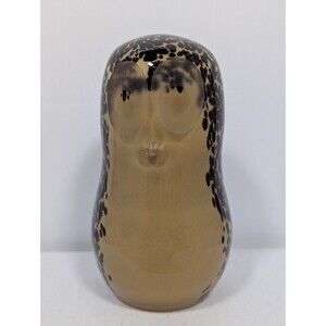 Wedgwood England Art Glass Speckled Brown Owl Figurine Sculpture Paperweight